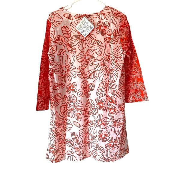 Gretchen Scott Designs Tunic Flower Power NWTs size Large Orange White - Picture 5 of 8